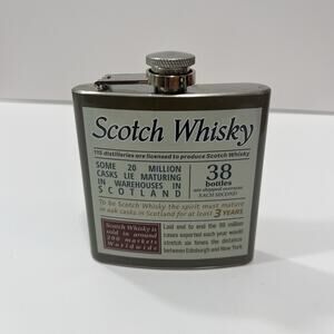 Stainless Steel Hip Flask Scotch Whisky Graphic Novelty Barware Vintage